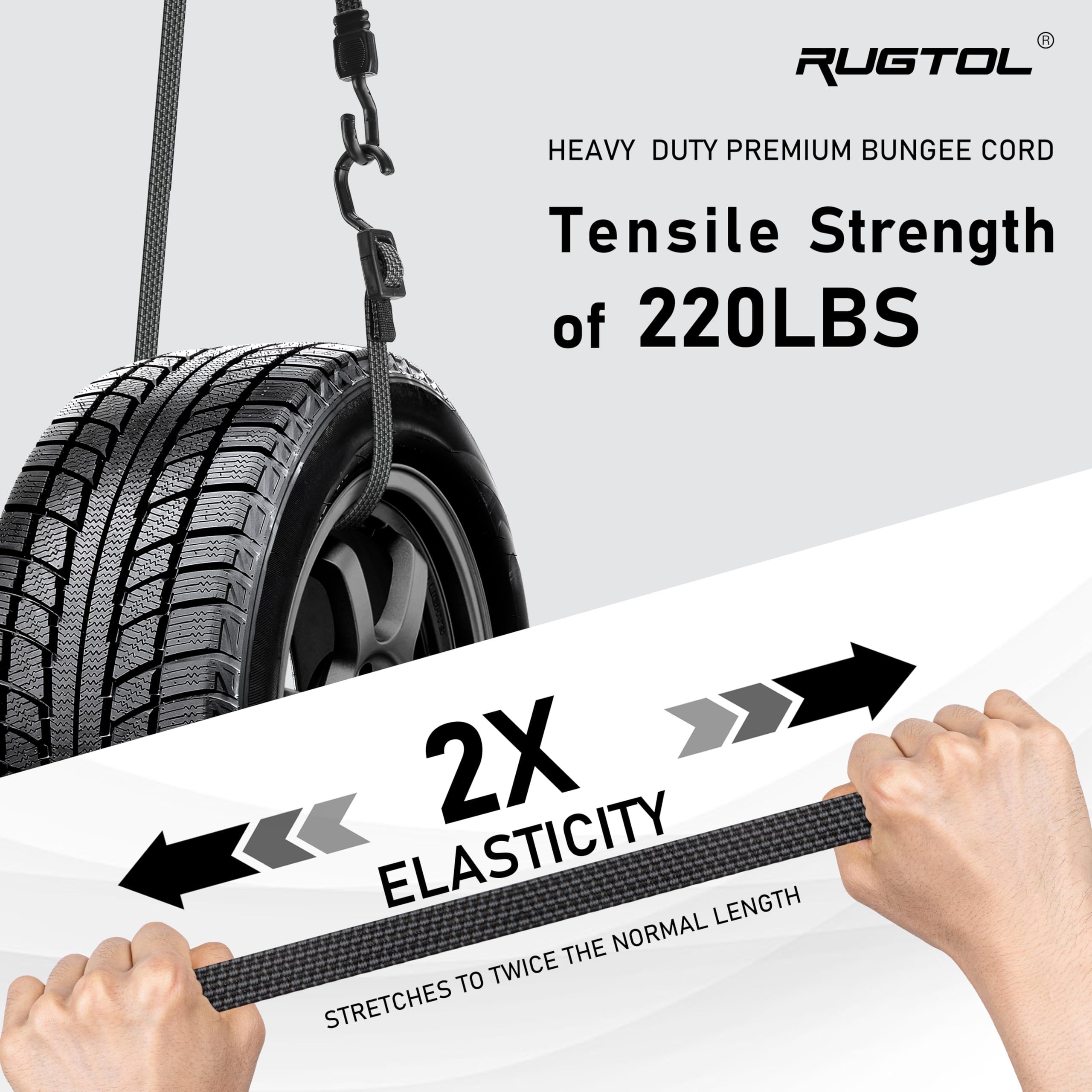 Heavy Duty 40-Inch Adjustable Bungee Cords with Hooks - 12 Pack Black Rubber Straps for Camping, Truck, Bike Rack, Tent, Outdoor Gear & Tarp Securing - Perfect for Road Trips, Storage Organization & DIY Projects