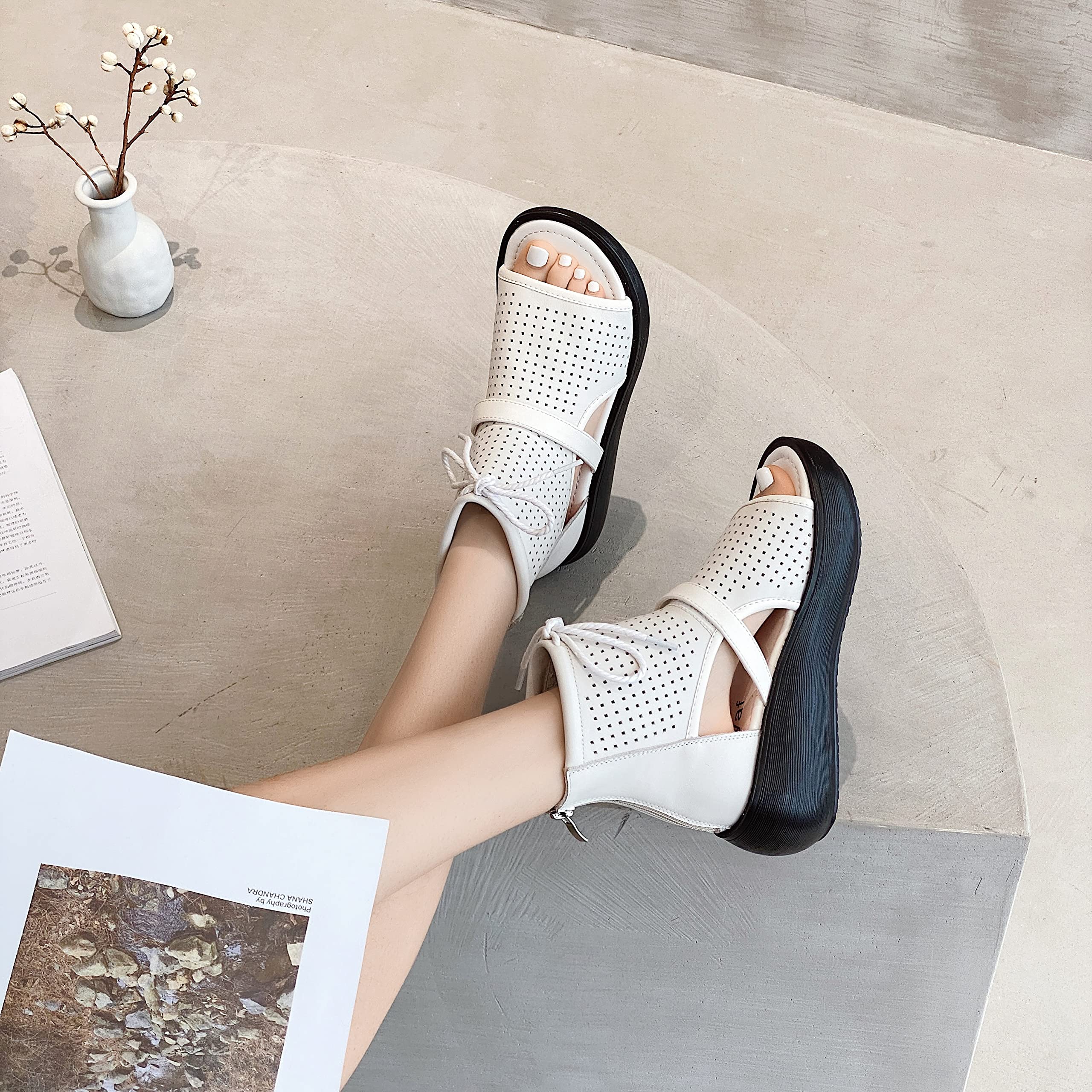 Women's High Top Leather Boot Sandals - Open Toe Cutout Design Fashion Sandals for Women | Perfect for Summer Outfits, Beach Vacations & Boho Chic Style