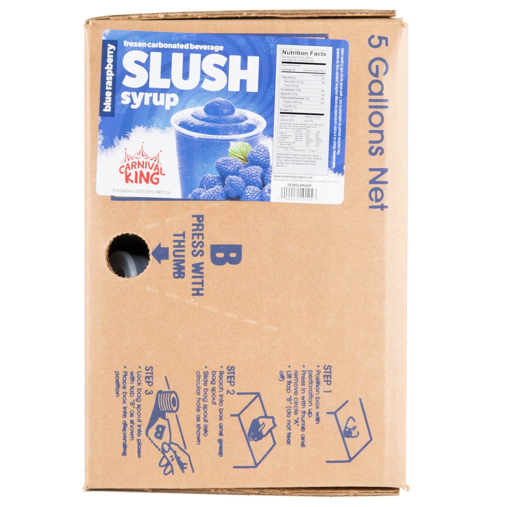 TableTop King 5 Gallon Bag in Box Blue Raspberry Slushy Syrup Concentrate - Perfect for Snow Cone Machines, Slushie Makers & Commercial Drink Dispensers