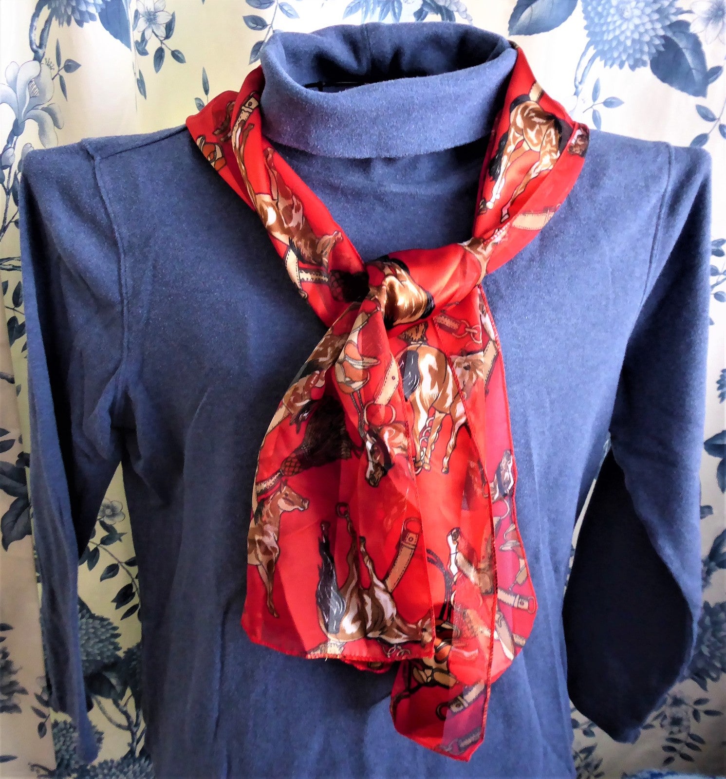 Red Shadow Stripe Equestrian Long Scarf - 60 Inch Riding Scarf for Horses, Breathable & Stylish Riding Tack - Perfect for Horseback Riding, Dressage, and Equestrian Events