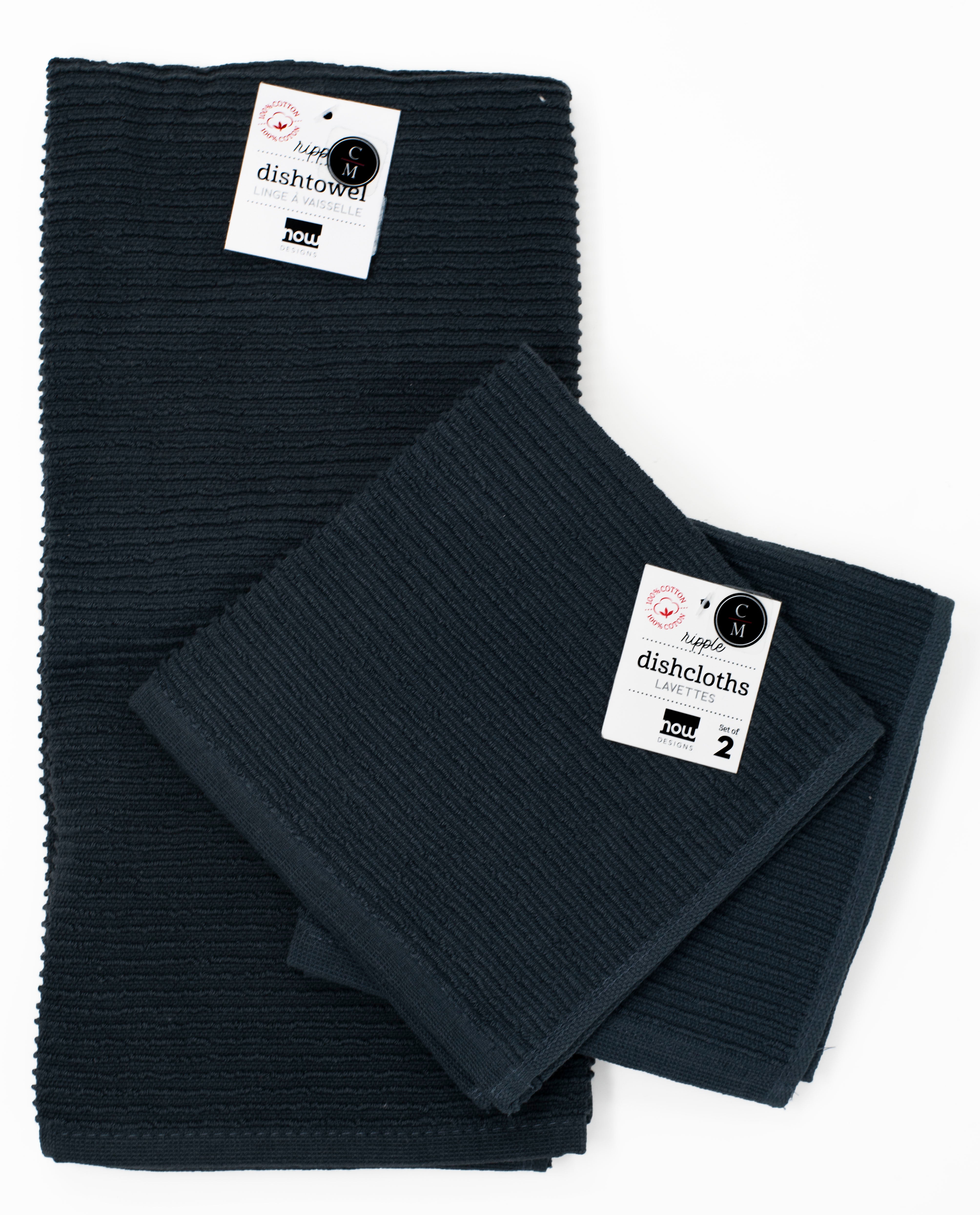 Premium Ripple Dish Towel Set - Super Absorbent & Quick Drying Kitchen Towels for Dishes, Cleaning & Decor (12