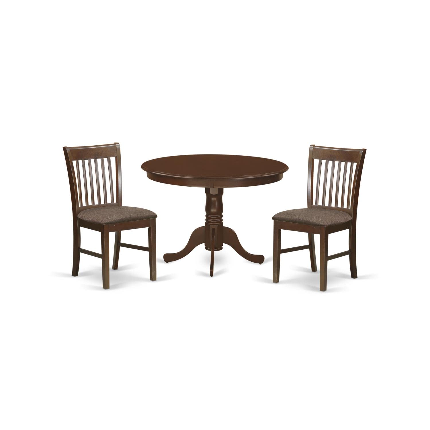 East West Furniture HLNO3-MAH-C 3-Piece Modern Dining Room Set - 42