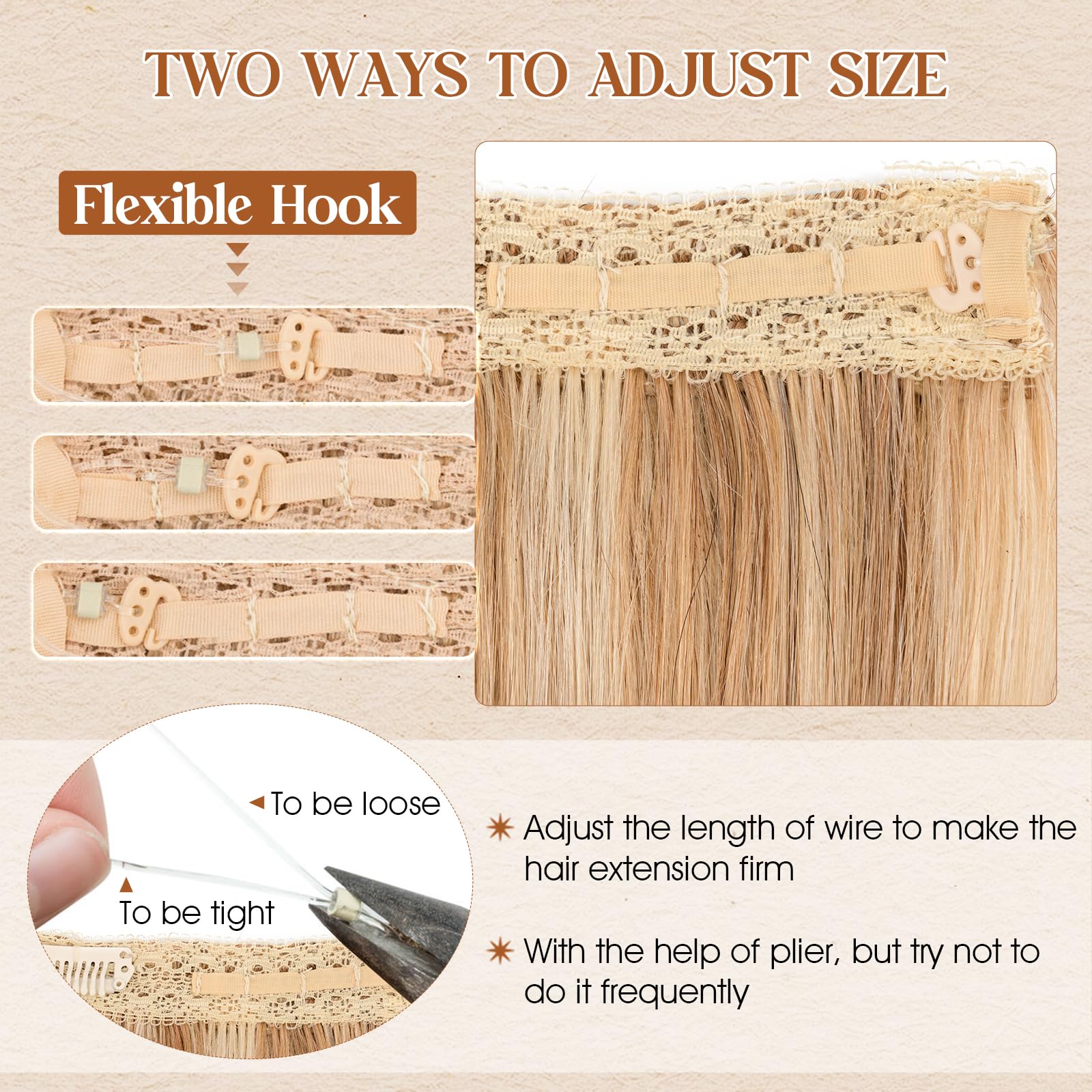 Benehair 20 Inch Halo Hair Extensions - 100% Real Human Hair, Invisible Wire with Fish Line, Golden Brown Mixed Bleach Blonde (#12&613), 70g - Perfect for Daily Wear, Parties & Special Occasions