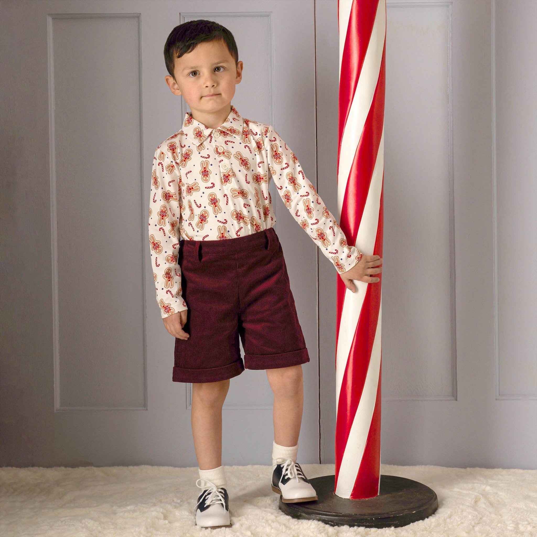 Boys Gingerbread Polo Shirt - Christmas Holiday Party Outfit - Cute Festive Top for Kids, School Events & Family Photos