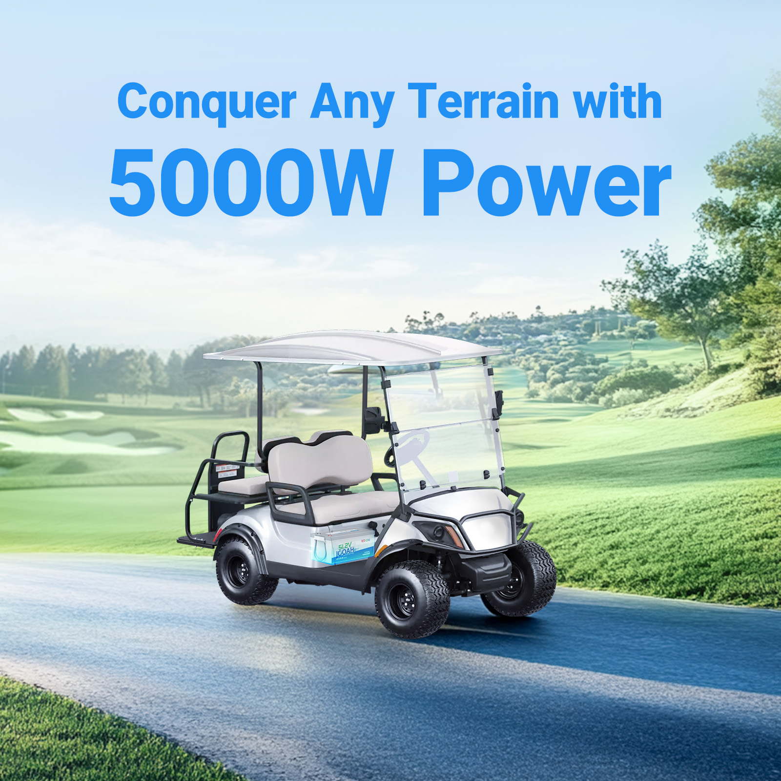 Redodo 48V 100Ah Bluetooth Lithium Battery Kit for Golf Carts - Compatible with Club Car, EZGO, ICON & Yamaha | Long-Lasting Power Upgrade for Smooth Golf Course Rides & Neighborhood Cruising