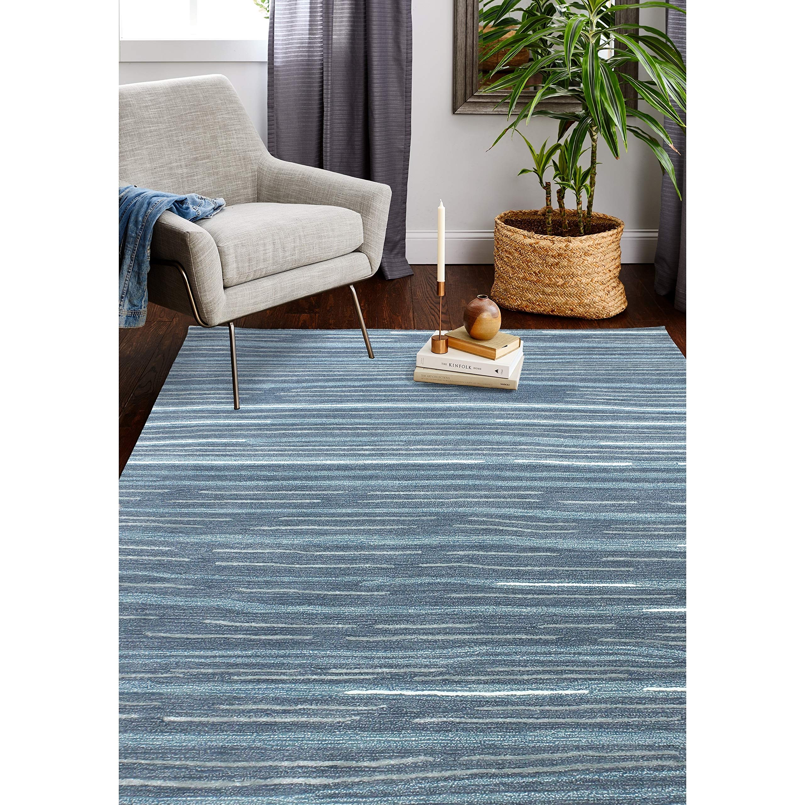 Bashian Collection Luxury Hand Tufted Wool & Viscose Area Rug - 3.9’ x 5.9’ Slate - Soft Runner Rug for Entryway, Living Room, Bedroom - Perfect for Home Decor & Cozy Interior Design