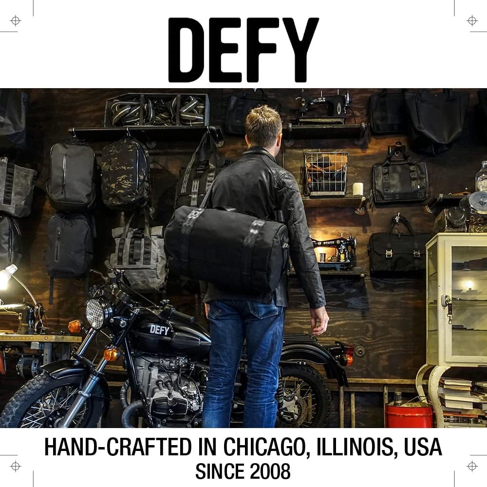 DEFY VerBockel Roll Top Backpack 2.0 - Waterproof 28-40L Travel Backpack for Men with Laptop Sleeve | Durable Ballistic Nylon Daypack for Hiking, Commuting & Business Travel | Black Utility Backpack