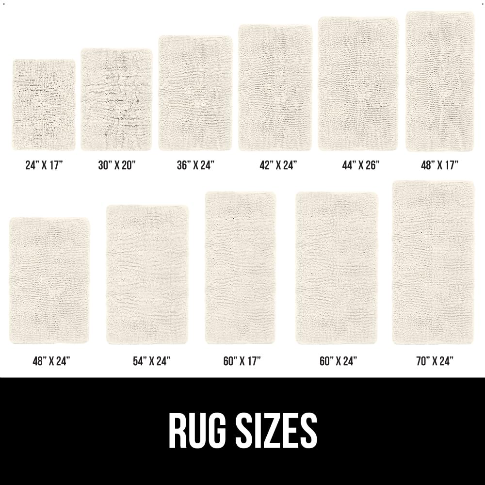 Gorilla Grip Bath Rug Mat 36x24 Inches - Super Soft Absorbent Chenille Shower Mat with Non-Slip Rubber Backing, Quick Dry Microfiber Bathroom Floor Rug, Machine Washable - Ivory Cream - Perfect for Bathroom, Shower, and Vanity Areas