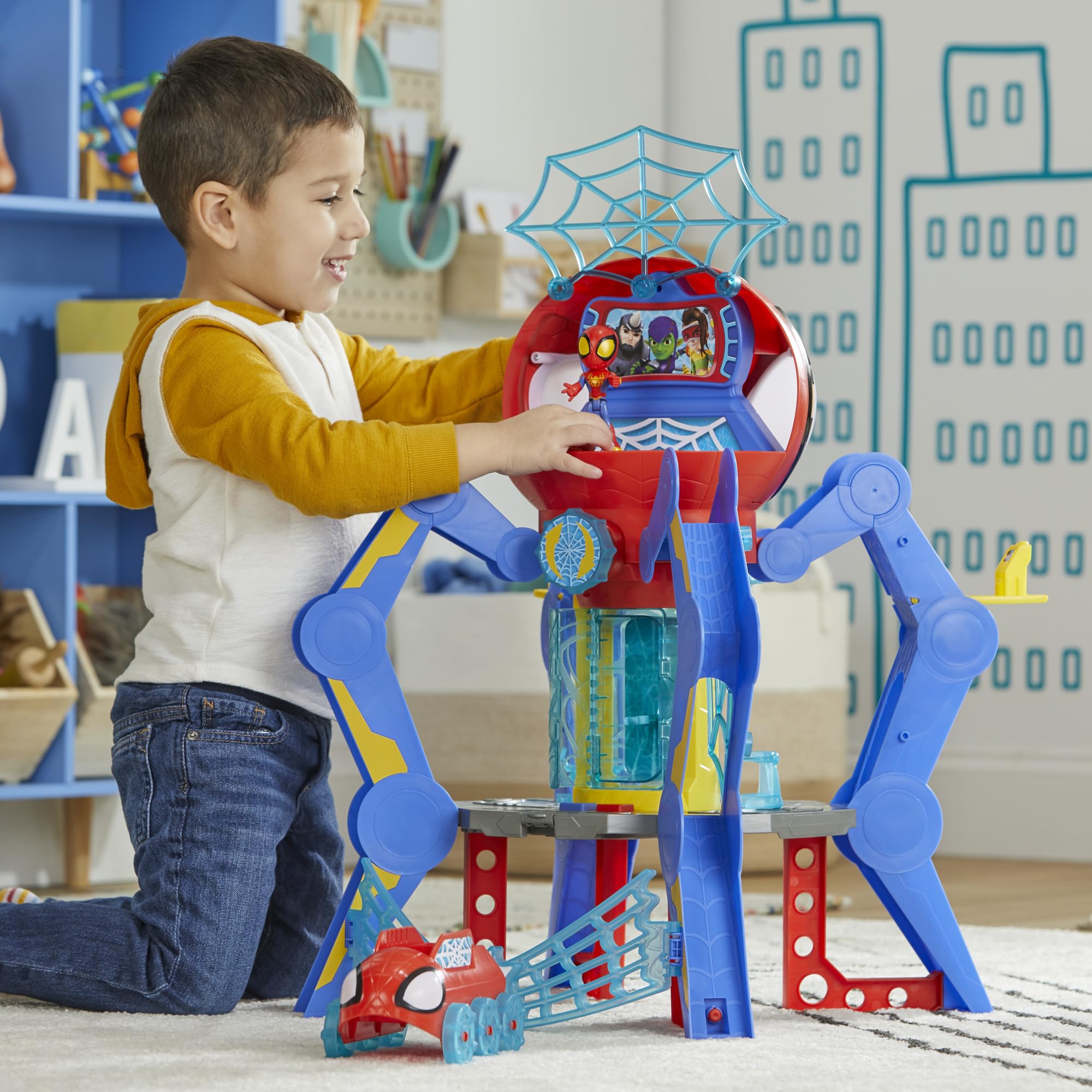 Spidey and His Amazing Friends Web-Spinners Web-Quarters Playset - Marvel Superhero Action Figure Toy Set with Vehicle & Accessories for Kids Ages 3+ | Pretend Play, Birthday Gift, Superhero Adventure Roleplay