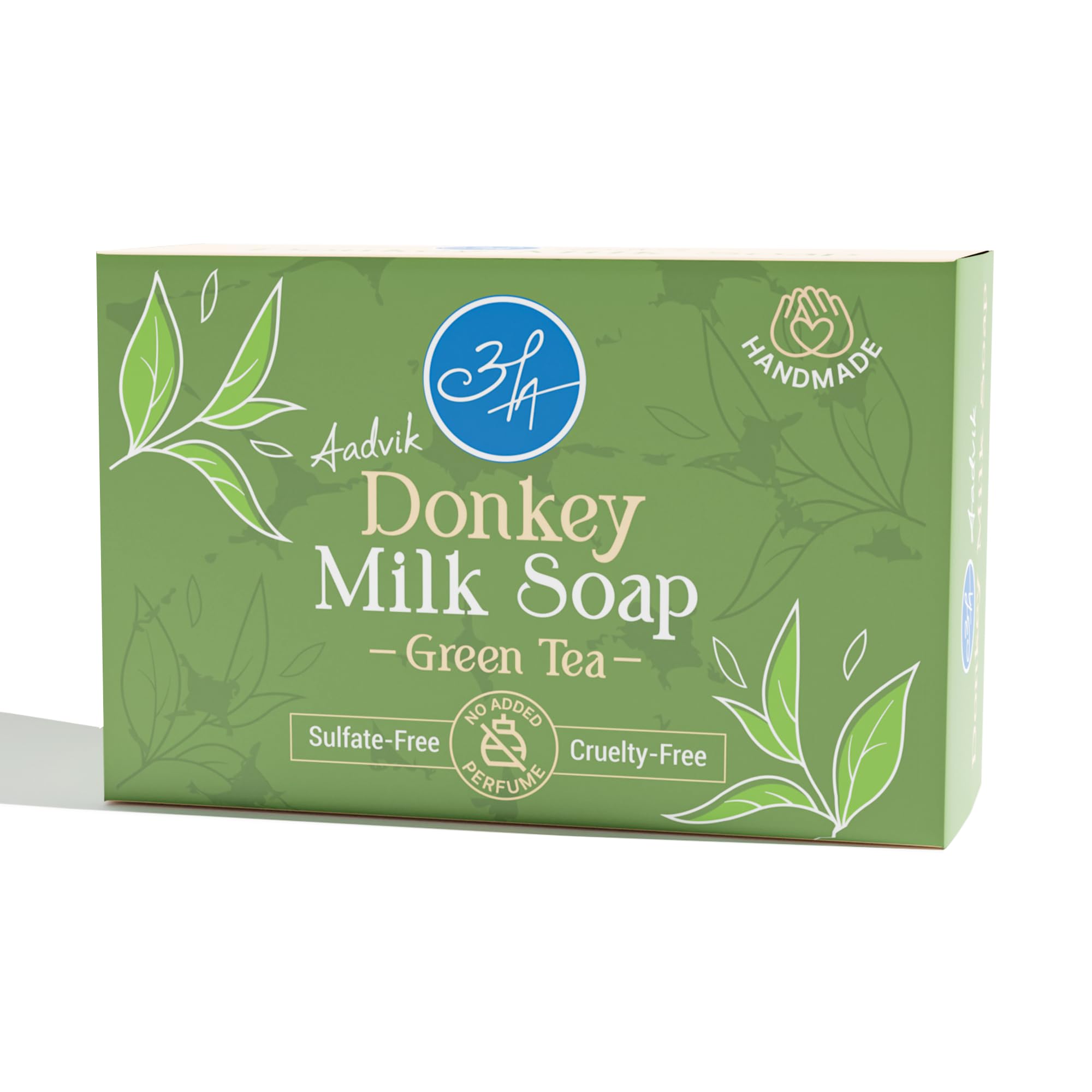 Aadvik Premium Donkey Milk Soap with Green Tea - 100g Natural Skincare Bar for Moisturizing, Anti-Aging & Sensitive Skin - Perfect for Daily Face & Body Cleansing, Spa & Gift Sets