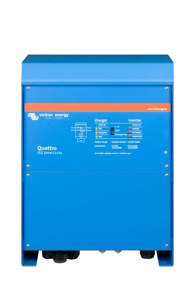 Victron Energy Quattro 12V 5000VA 220A 230V Inverter/Charger - 100A Transfer Switch & VE.Bus - Perfect for Off-Grid Solar Systems, Marine & RV Power Solutions