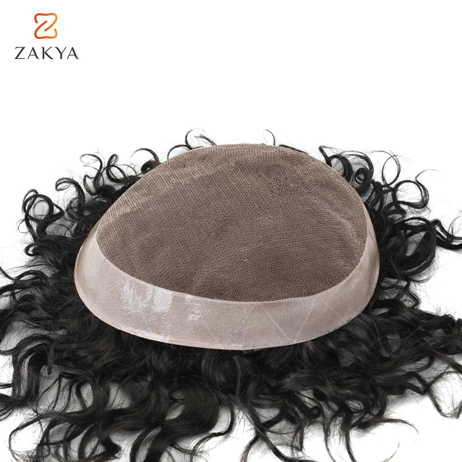 Zakya 20mm Curly Real Human Hair System for Men - 7x9 Inch Replacement Toupee | Natural Looking Hairpiece for Thinning Hair & Baldness | Perfect for Daily Wear, Weddings & Special Occasions
