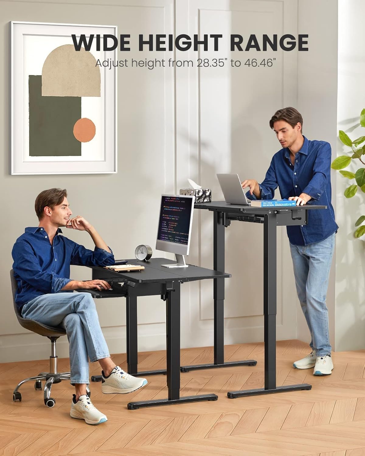 ErGear 44x24 Inches Electric Standing Desk with Keyboard Tray - Adjustable Height Sit Stand Workstation for Home Office, Black | Perfect for Remote Work, Gaming & Computer Setup
