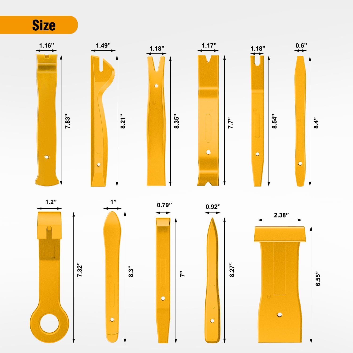 GOOACC 11PCS Auto Trim Removal Tool Kit - No Scratch Car Audio Dash & Window Molding Fastener Remover Set (Yellow) - Perfect for Car Stereo Installation, Interior Detailing & DIY Auto Repair