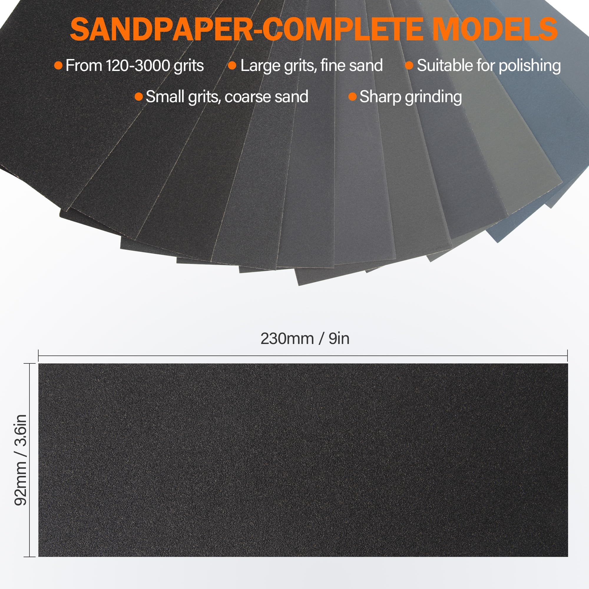KENDO 24PCS Sandpaper Variety Pack - 12 Assorted Grits for Wood Finishing, Metal Sanding & Auto Polishing | Wet Dry Sandpaper Sheets | DIY Projects, Furniture Repair & Automotive Detailing