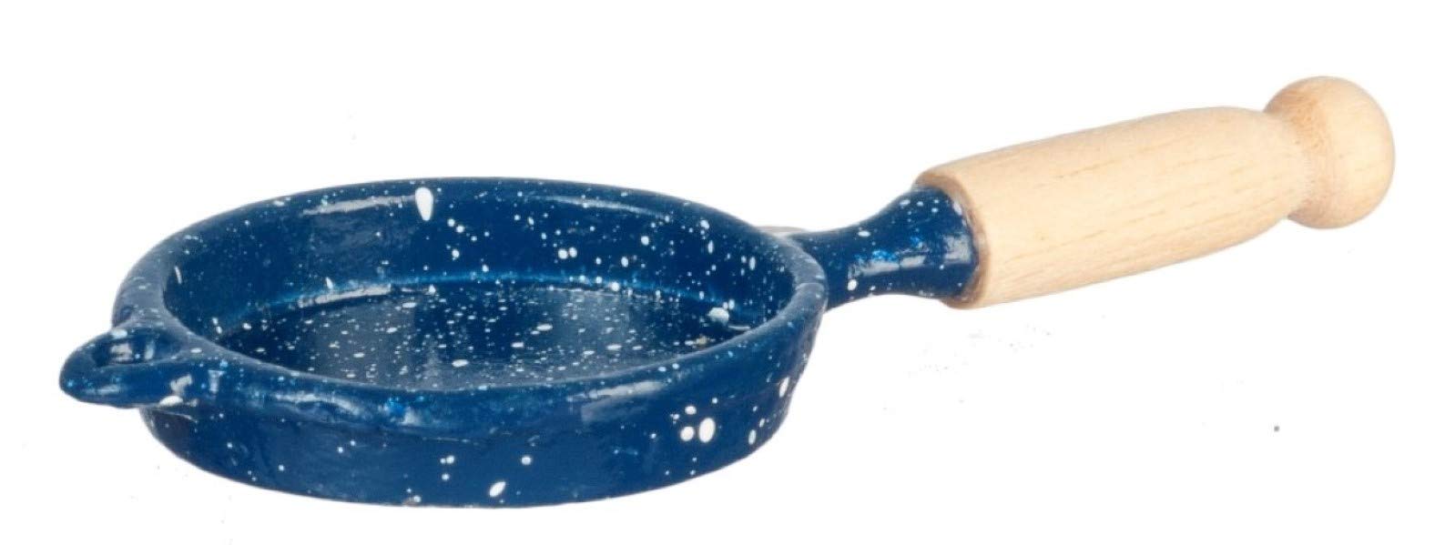Miniature Blue Spatterware Frying Pan for Dollhouse - 1:12 Scale Collectible Kitchen Accessory - Perfect for Dollhouse Decor, Miniature Displays & DIY Craft Projects