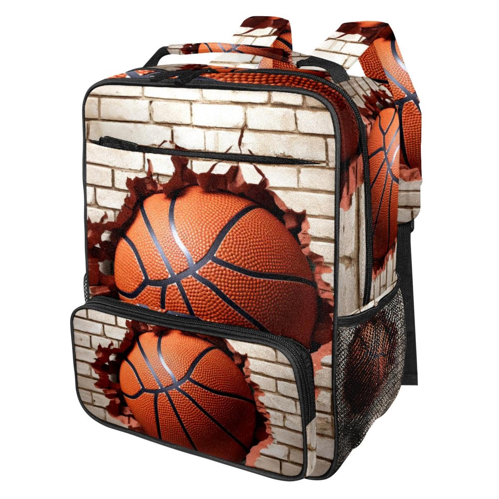 Durable Travel Backpack for Women & Men - Stylish Ball Basketball Wall Texture Design - Perfect for Hiking, Gym & Daily Commute