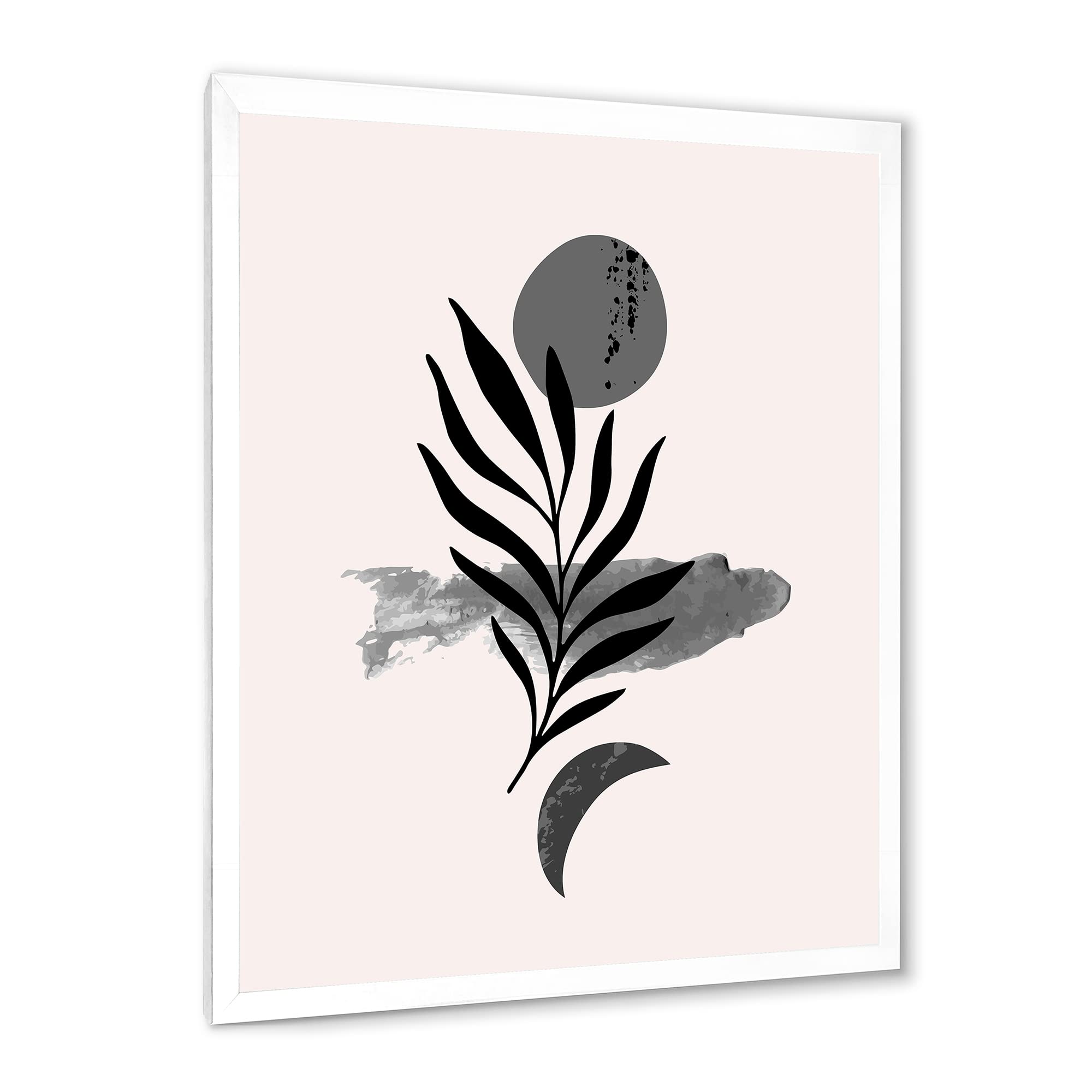DesignQ Abstract Tropical Leaf II Modern Framed Wall Art - Contemporary Home Decor for Living Room, Bedroom & Office - Perfect for Boho, Coastal & Tropical Interior Design Styles