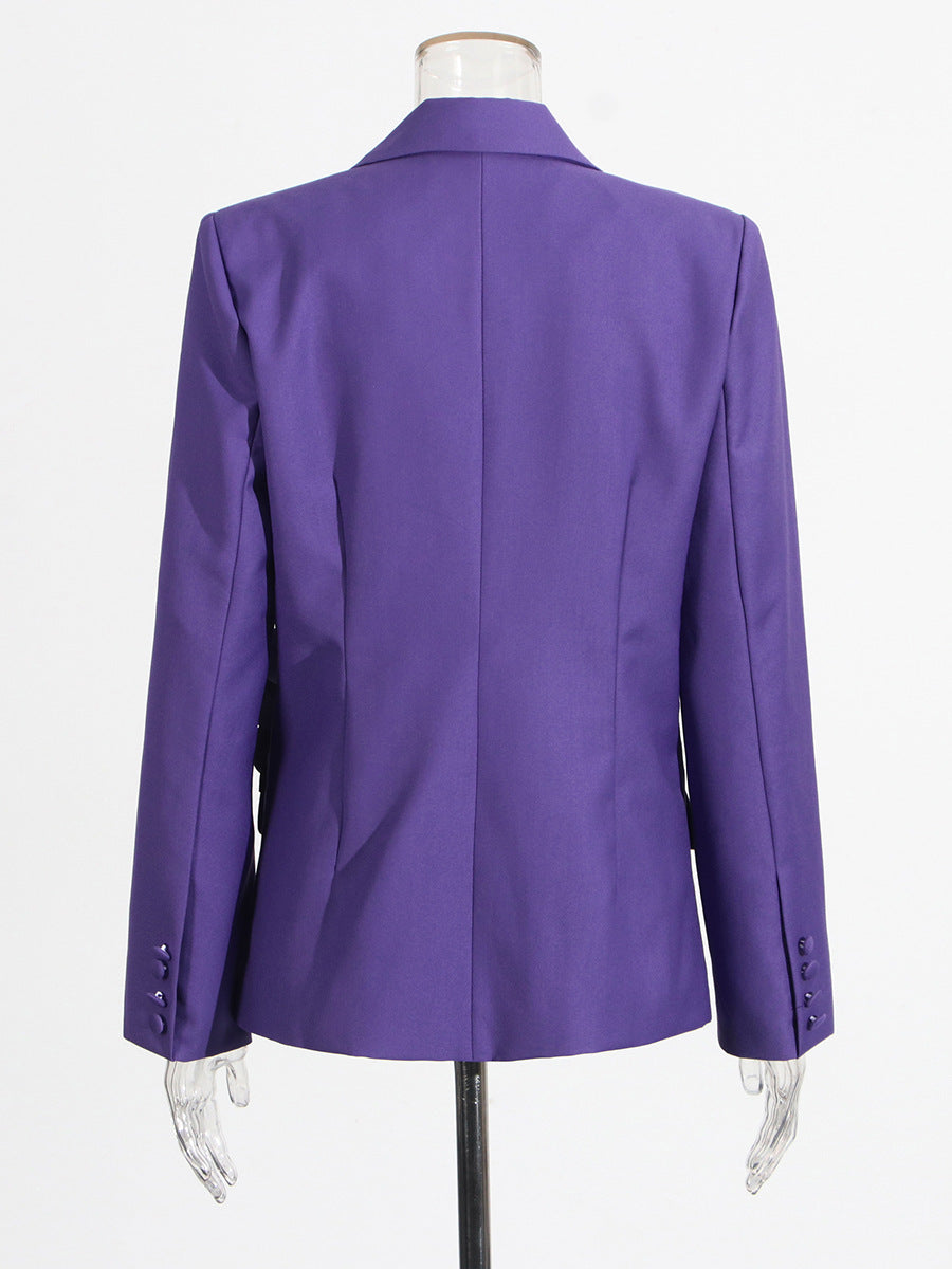 Aharon Flower Lapel Cross Blazer for Women - Elegant Floral Embroidered Lapel Pin - Perfect for Weddings, Parties, and Formal Events