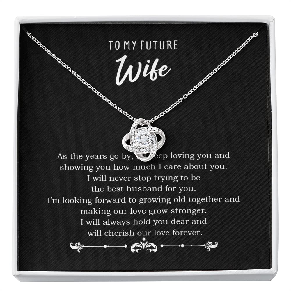 To My Future Wife Necklace - Romantic Love Knot Pendant for Women, Anniversary & Christmas Gift for Her with Mahogany Luxury Gift Box & LED Light - Perfect for Proposals, Weddings, and Special Occasions