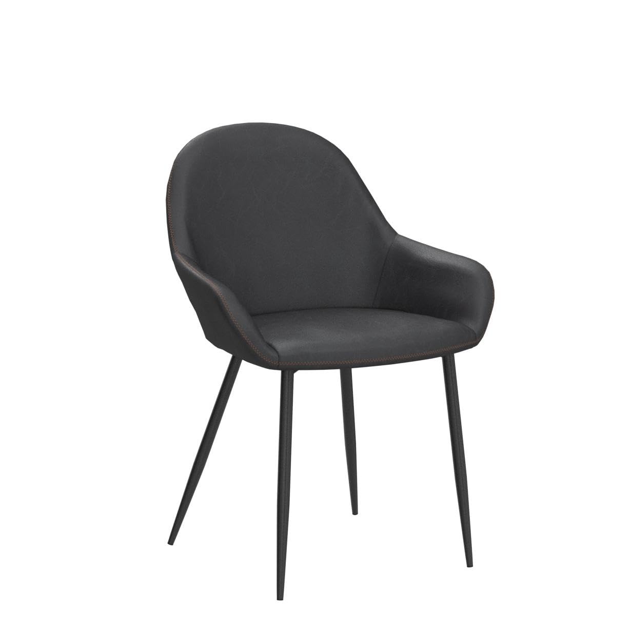 Glitzhome Mid-Century Modern Dining Chairs Set of 2 - Navy Blue Leatherette Upholstered Armchairs with Metal Legs for Living Room, Bedroom & Kitchen | Comfortable Seating for Dining, Entertaining & Home Office