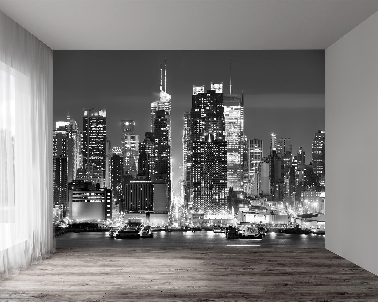 Dark Grey New York City Skyline Mural Wallpaper - Extra Large 108