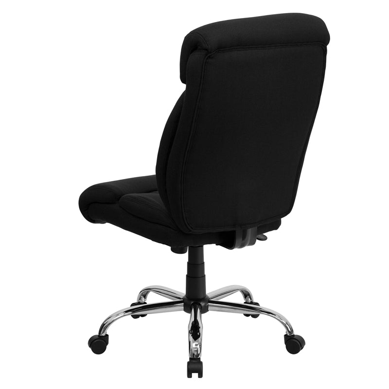 FLASH HERCULES Series Big & Tall 400 lb. Capacity Black Fabric Executive Ergonomic Office Chair with Chrome Base - Perfect for Home Office, Gaming, and Heavy-Duty Workspaces