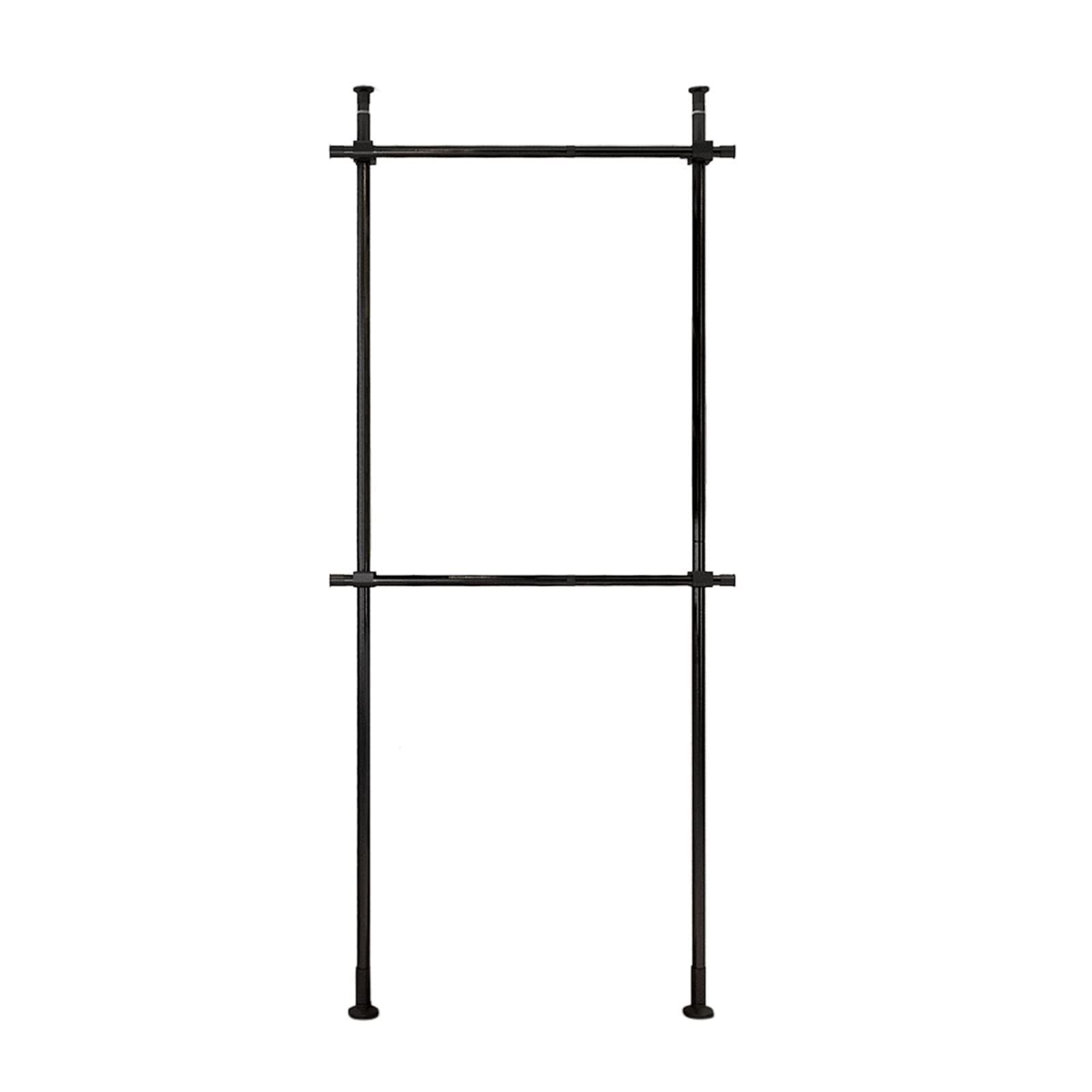 Stainless Steel Clothes Drying Rack - 2 Tier Adjustable Garment Rack with Floor to Ceiling Pole, No Punch Installation, Portable Closet Organizer for Bedroom & Living Room - Perfect for Small Spaces, Apartments, Laundry Rooms & Dorm Organization