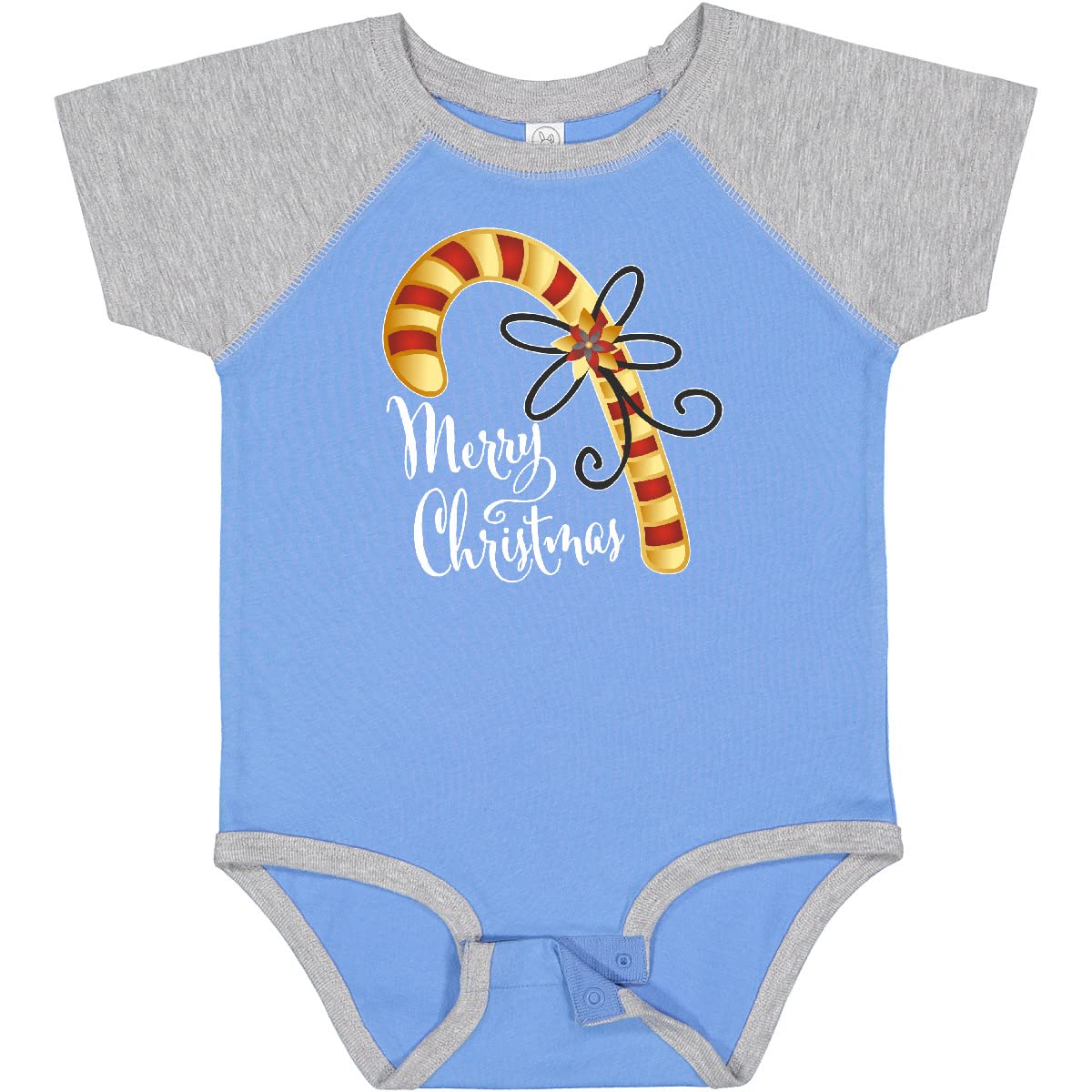 Inktastic Merry Christmas Red and Gold Candy Cane Baby Bodysuit - Cute Holiday Outfit for Infants, Christmas Photo Shoot & Family Gatherings