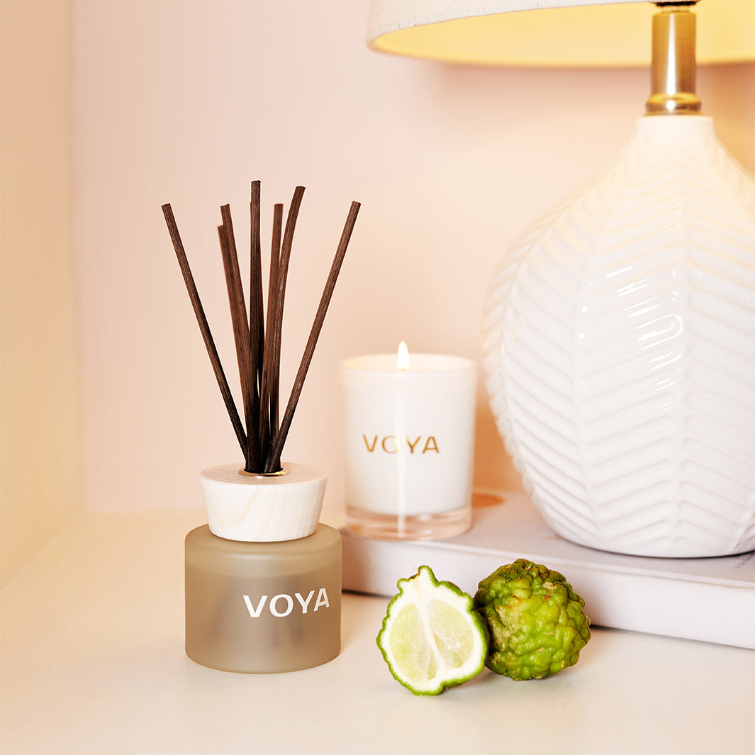 VOYA Luxury Scented Candle - African Lime & Clove Fragrance for Home, Spa & Relaxation | Premium Soy Wax Candle for Aromatherapy & Gift Giving