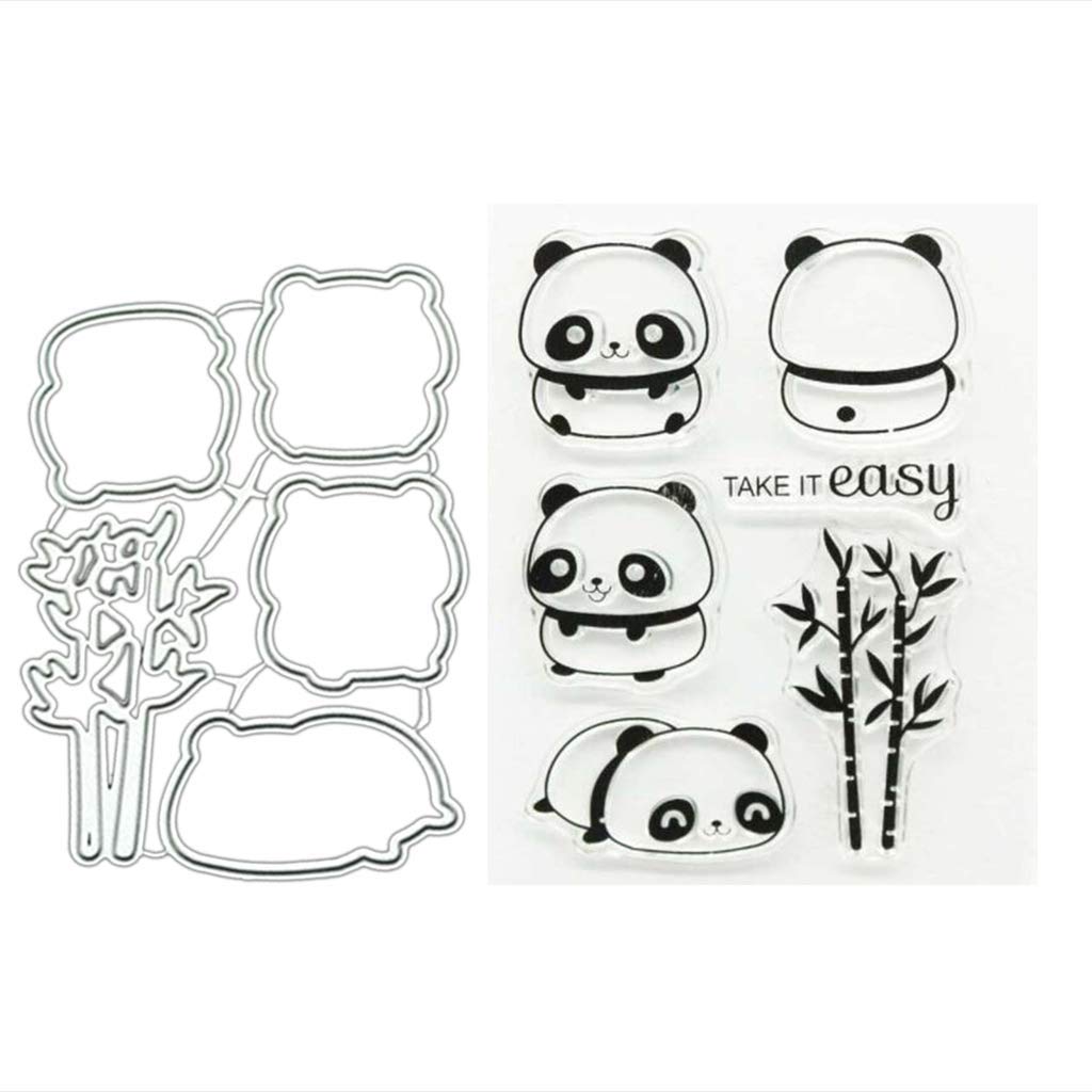 DIY Card Making Panda Clear Stamps and Dies Set - Rubber Stamps for Scrapbooking, Greeting Cards & Crafting | Perfect for Handmade Cards, Invitations & Paper Crafts