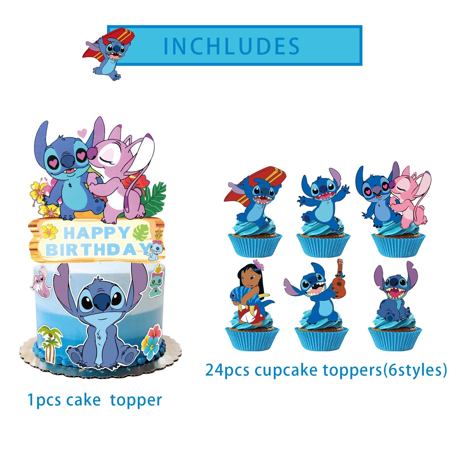 25-Piece Blue Cake Toppers - Premium Cupcake Decorations for Birthday Parties, Baby Showers & Special Events - Edible Cake Decor Supplies for DIY Baking & Celebration Decorating