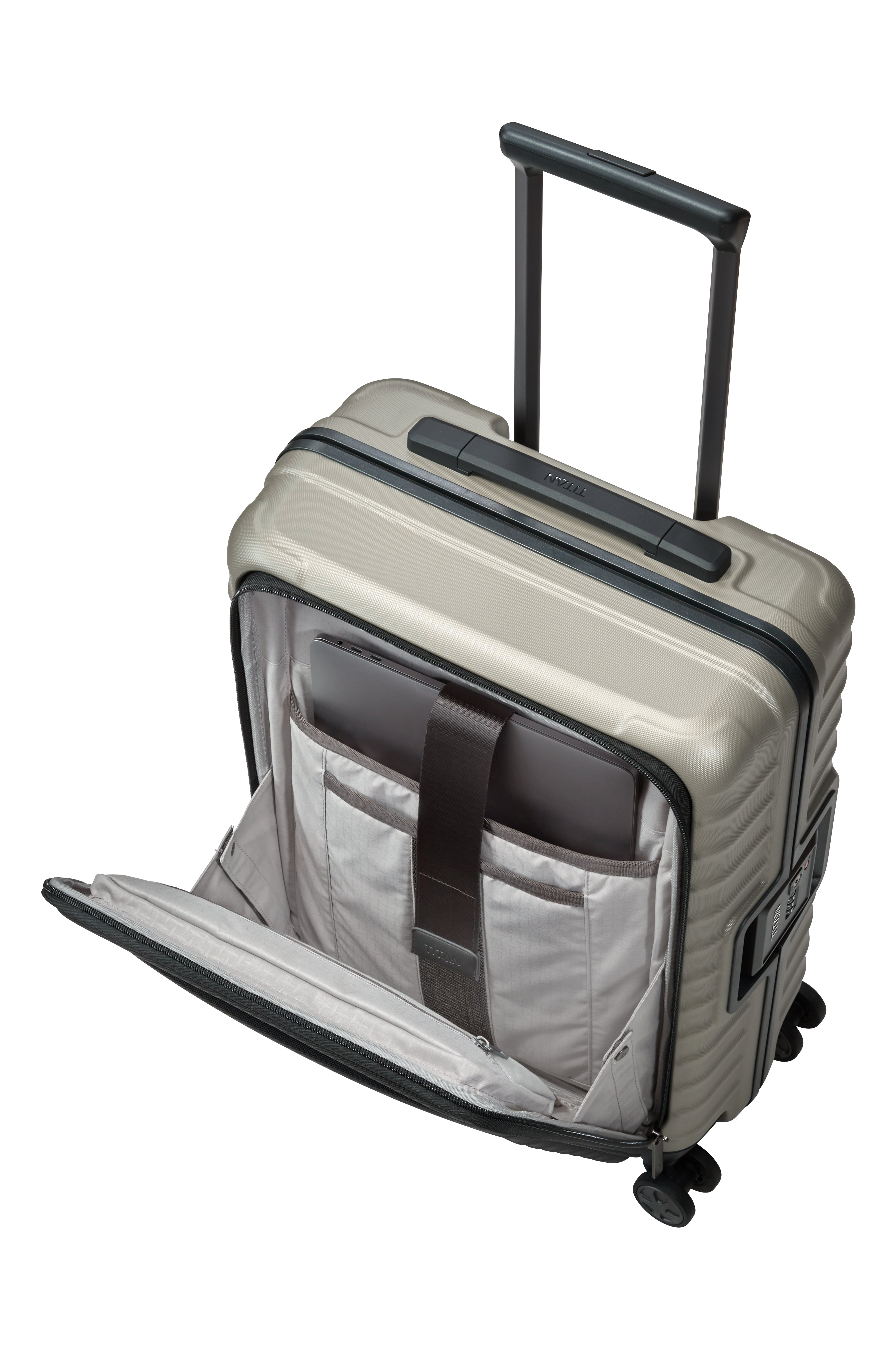 Titan LITRON Frame Trolley S Carry On Luggage with Front Pocket - Lightweight & Durable Suitcase for Business Travel, Weekend Getaways & Airplane Cabin Use
