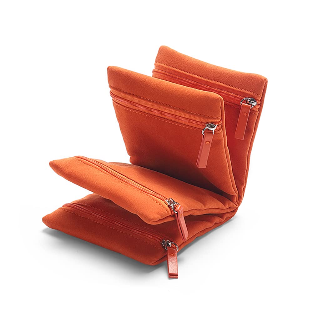 Zippered Jewelry Organizer Bag for Women - Foldable Travel Jewelry Display Pouch with Storage for Necklaces, Earrings, Rings & Bracelets | Perfect for Travel, Home Organization & Gift Giving (Orange)
