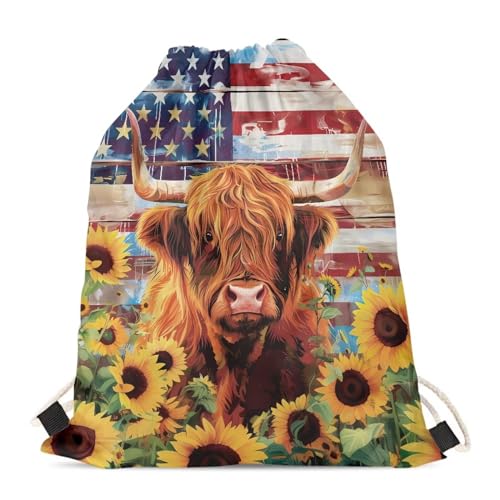 Highland Cow Us Flag