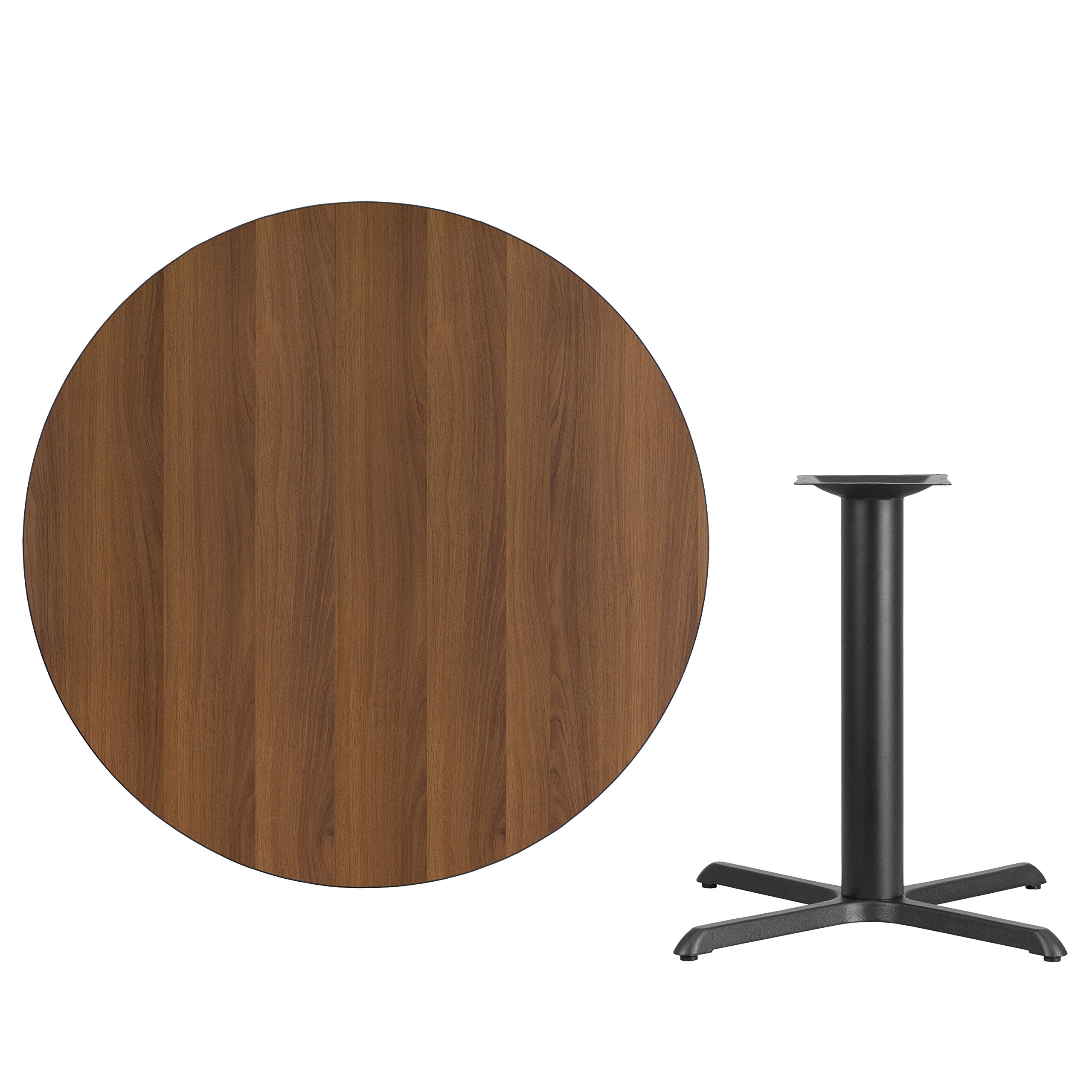 Flash Furniture 42-Inch Round Walnut Laminate Dining Table with 33x33-Inch Sturdy Base - Perfect for Kitchen, Breakfast Nook, and Small Space Dining Rooms