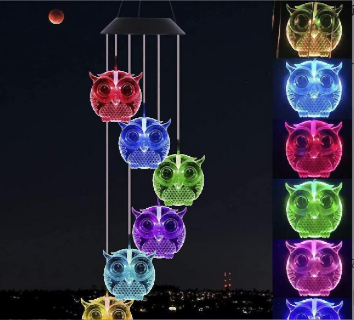 Solar Wind Chime with LED Color Changing Lights - Outdoor Solar Powered Decor for Patio, Garden, Yard - Romantic Ambiance for Evenings & Special Occasions