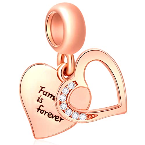 Rose Gold Double Hearts Charms