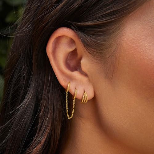 CHAIN HOOP EARRINGS