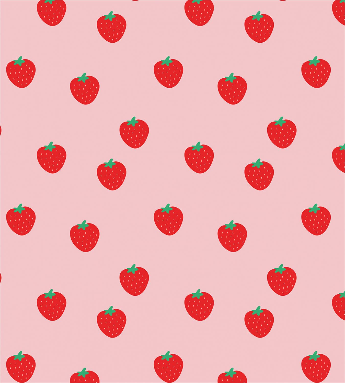 Ambesonne Strawberry Duvet Cover Set - 2 Piece King Size Bedding with 2 Duvet Covers & 2 Pillowcases, Continuous Cartoon Strawberry Print in Rose Dark Pink & Green - Perfect for Summer Bedroom Decor, Kids Room, and Farmhouse Style Home