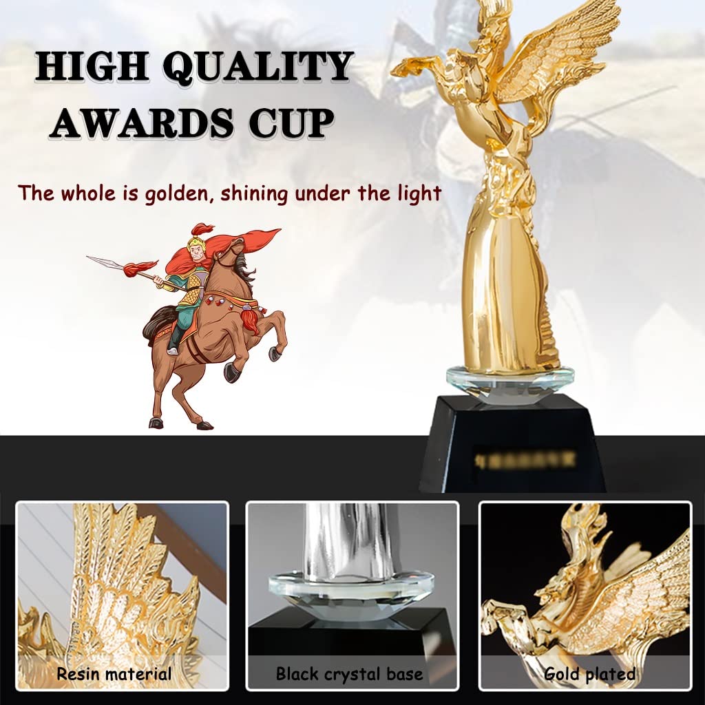 Golden Horse Resin Trophy Cup - Custom Engraved Award Trophy for Dad, Competition & Evening Ceremony Gifts | High-End Glory Trophy for Sports, Business & Academic Achievements