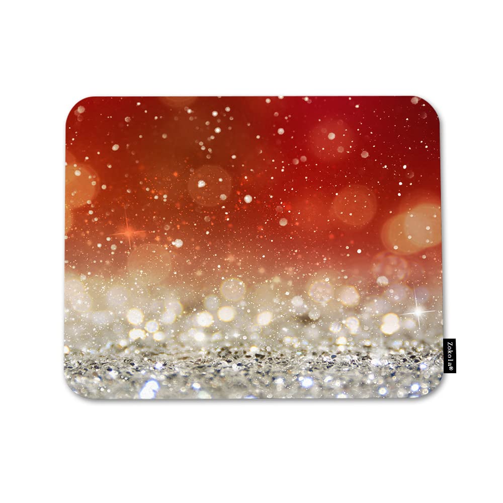 Christmas Square Mouse Pad - 9.5x7.9 Inch Xmas Blurred Bokeh Blinking Stars Design Mouse Mat for Office, Gaming & Computer Use - Perfect for Desktop, Laptop & Notebook Accessories (Holiday Gift Idea)