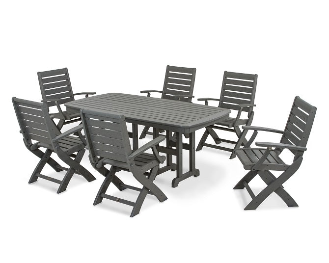 POLYWOOD Signature 7-Piece Folding Dining Set - Outdoor Patio Furniture for Backyard, Poolside & Garden Gatherings
