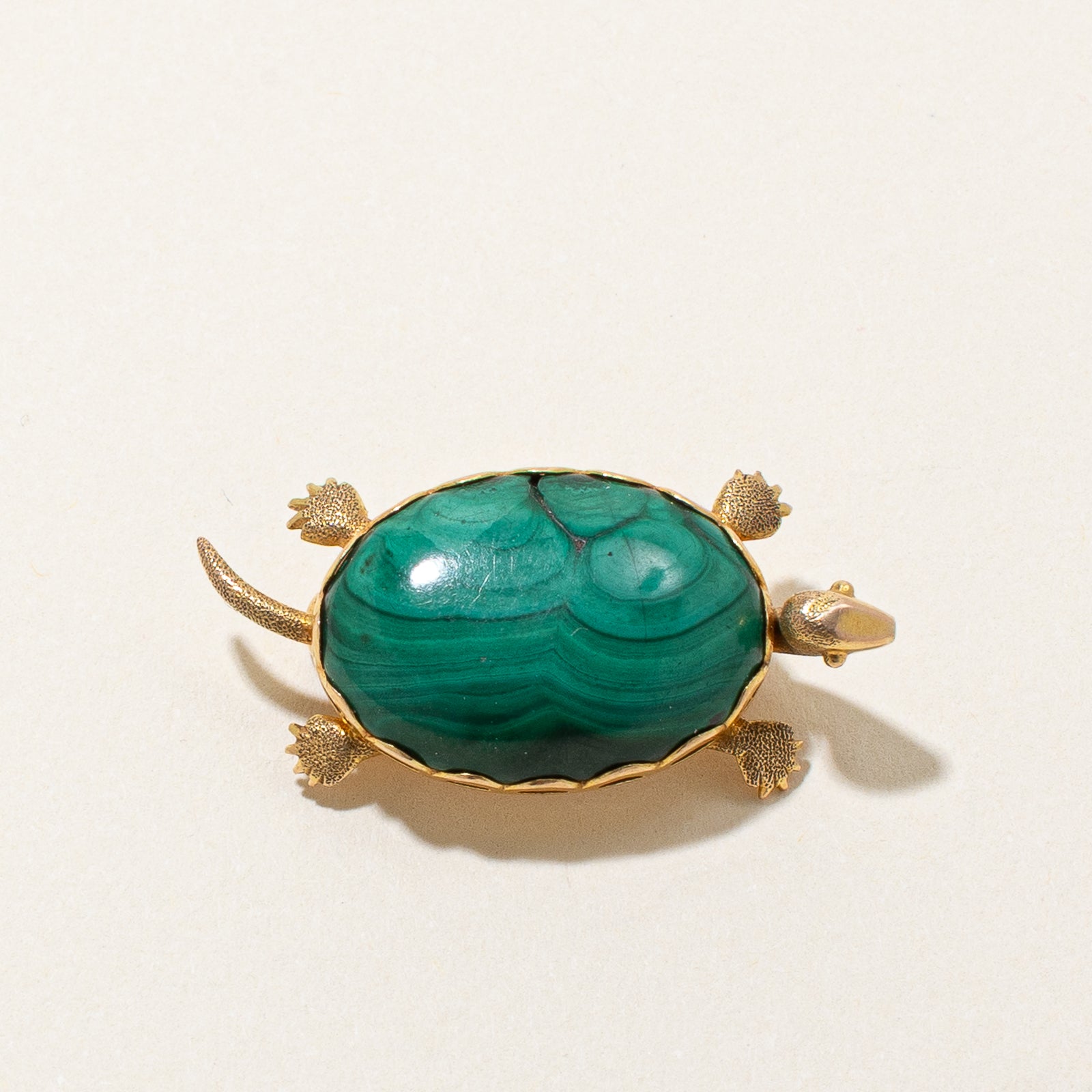 14K Gold Malachite Turtle Brooch - 15.00ct Genuine Stone Jewelry for Women | Elegant Gift for Mother's Day, Birthday & Special Occasions