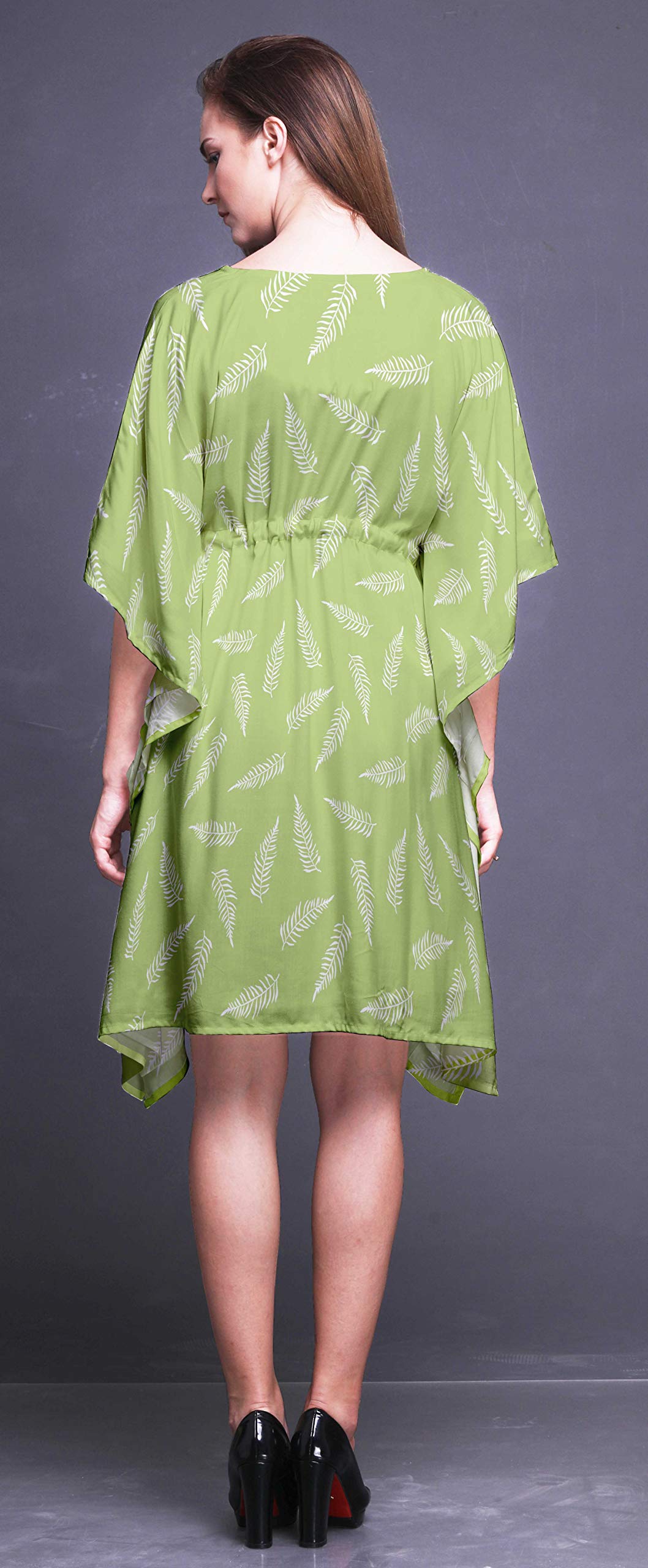 Bimba Women's Short Caftan Midi Dress - Beach Cover Up Swimwear, Summer Boho Kaftan for Poolside, Vacation & Resort Wear
