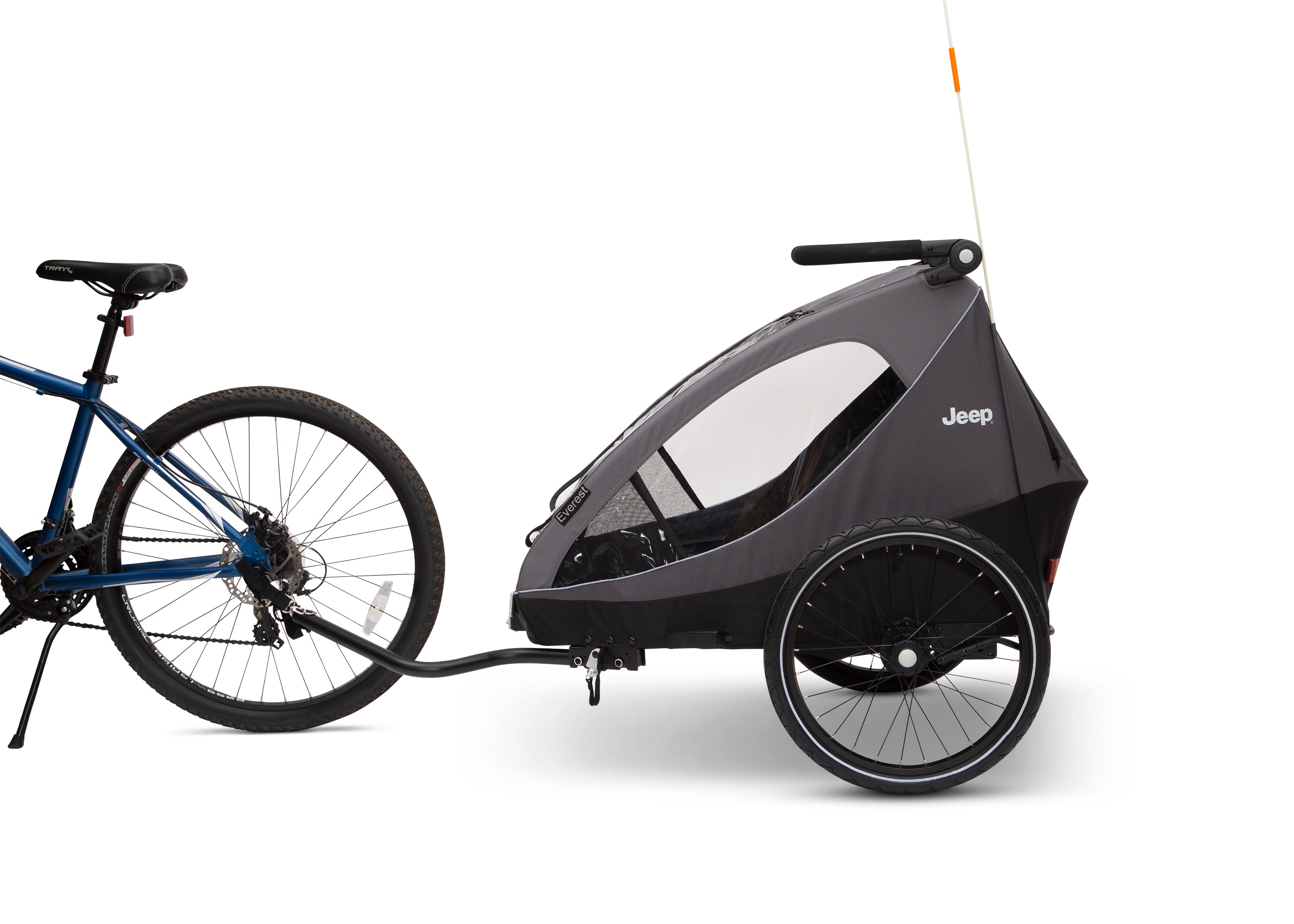 Jeep Everest 2 in 1 Convertible Bike Trailer & Stroller for Toddlers - Double Seater for 2 Kids - Perfect for Cycling, Jogging and Outdoor Family Adventures
