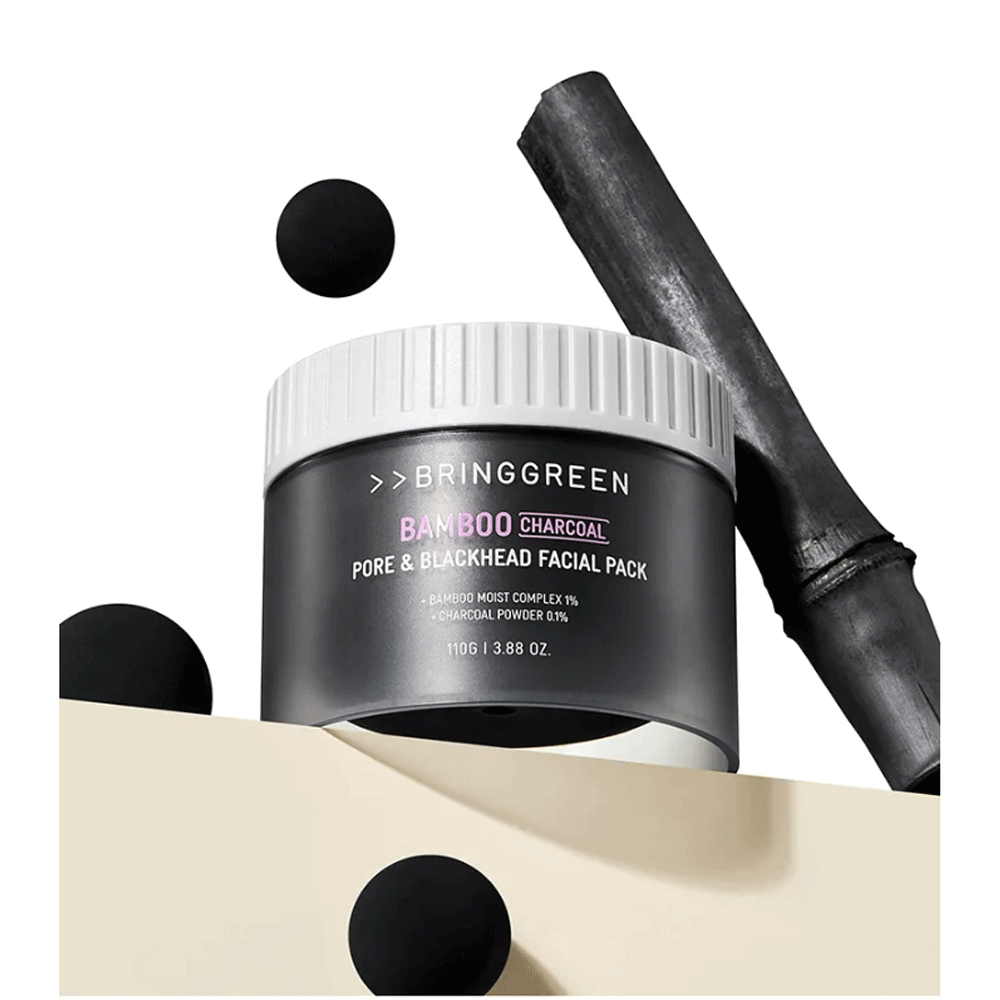 BRING GREEN Bamboo Charcoal Pore & Blackhead Remover Mask - Deep Cleansing Facial Treatment for Acne & Oily Skin - 110g - Perfect for Daily Skincare & Spa Nights