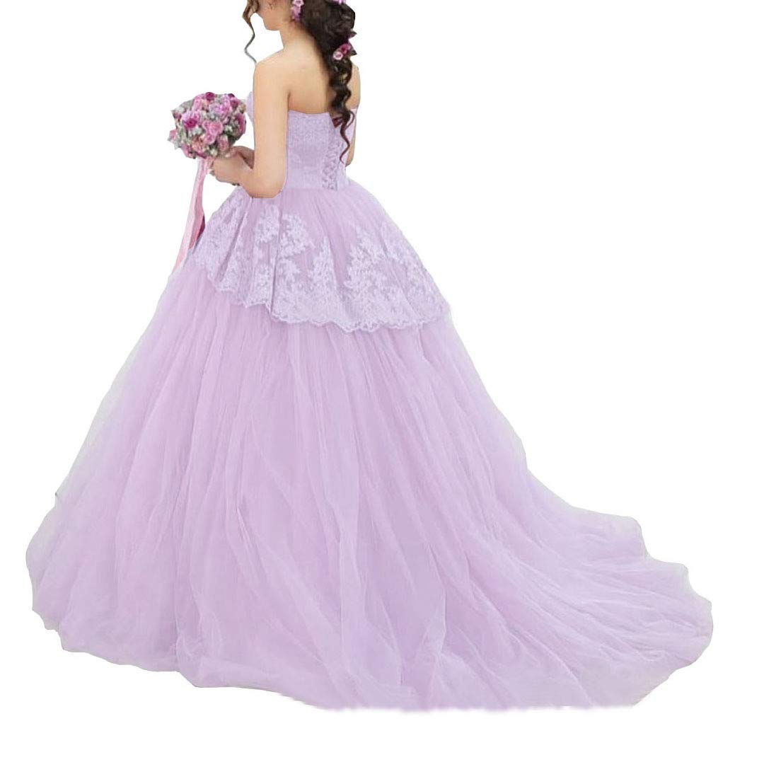 Elegant Women's Lace Quinceanera Dress with Sweetheart Neckline - Long Tulle Prom Ball Gown for Sweet 16, Homecoming, and Formal Events - Perfect for Quinceañeras, Proms, and Special Occasions