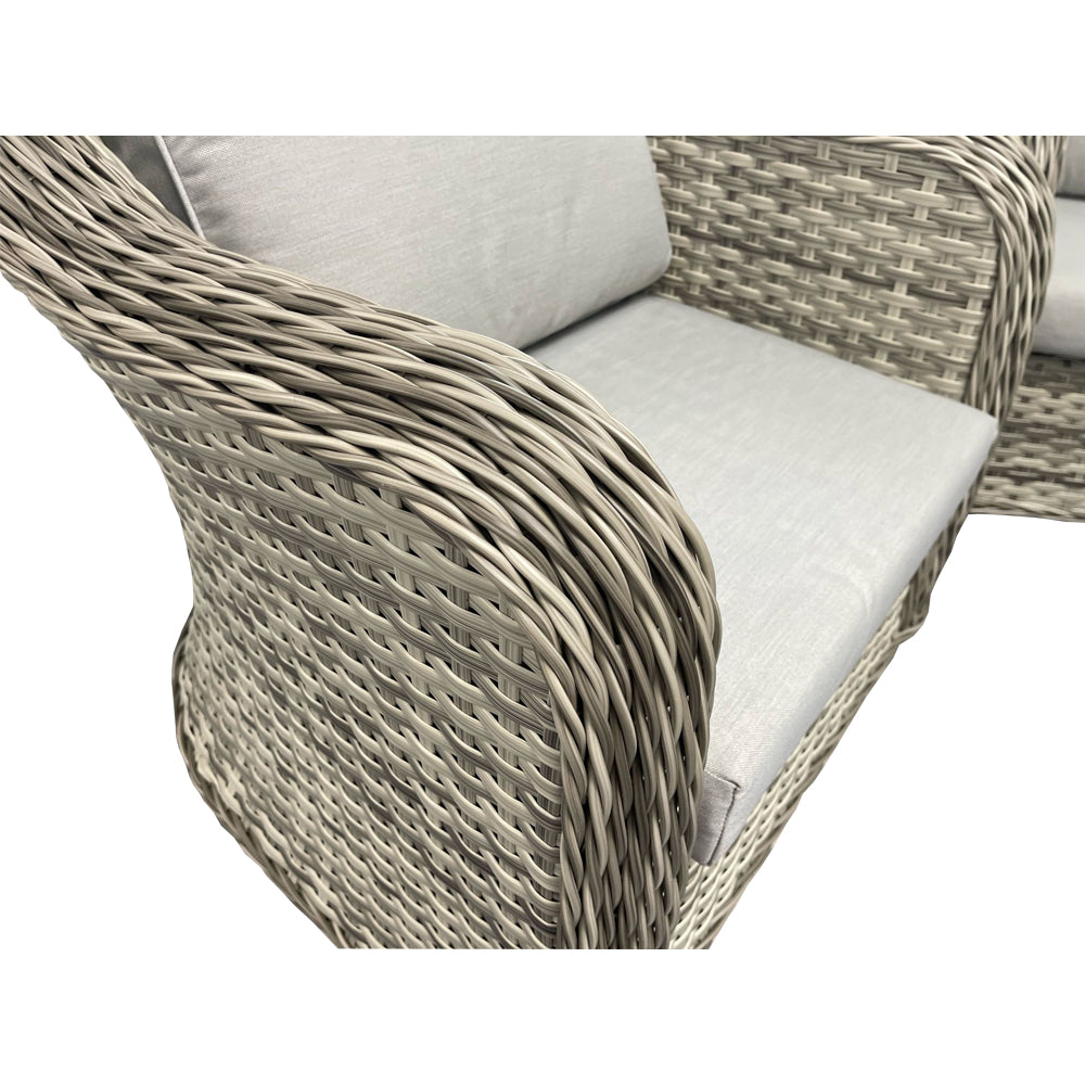 Toledo Beige Rattan 3-Seater Sofa & 2 Chairs Set with Coffee Table - Outdoor Patio Furniture for Garden, Poolside, and Backyard Relaxation