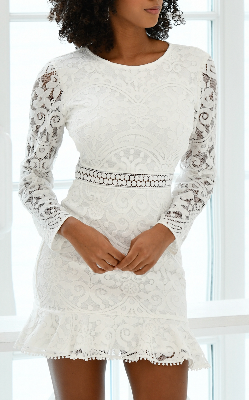 Medindie White Lace Open Back Dress - Elegant Summer Wedding Guest Dress for Women | Perfect for Beach Parties, Date Nights & Special Occasions